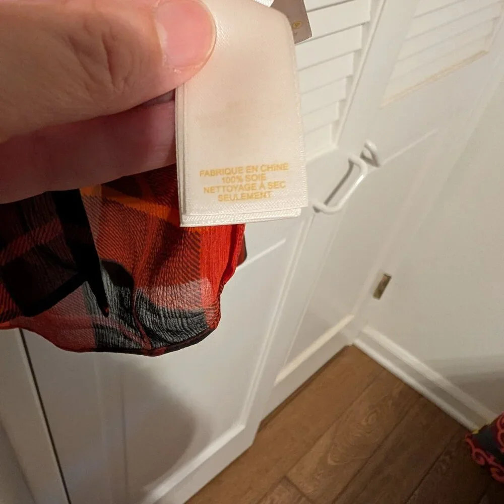 Kate Spade Plaid Silk Chiffon Ruffled Blouse, Size 10 - Picture 10 of 13